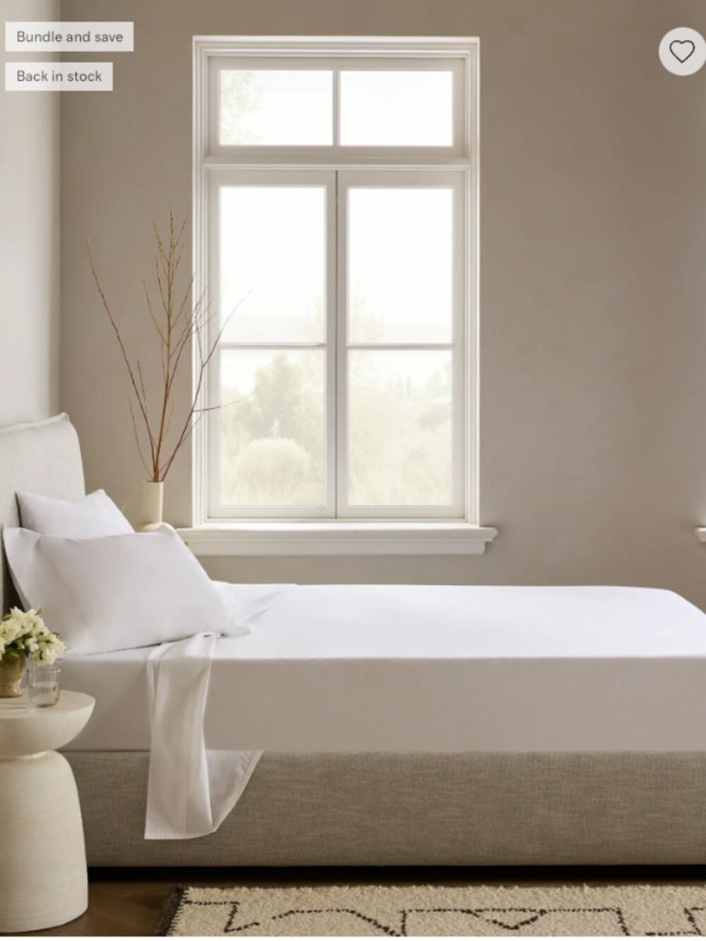Quince Organic Cotton White Full Flat Sheet + Standard Pillowcase With Dust Bag